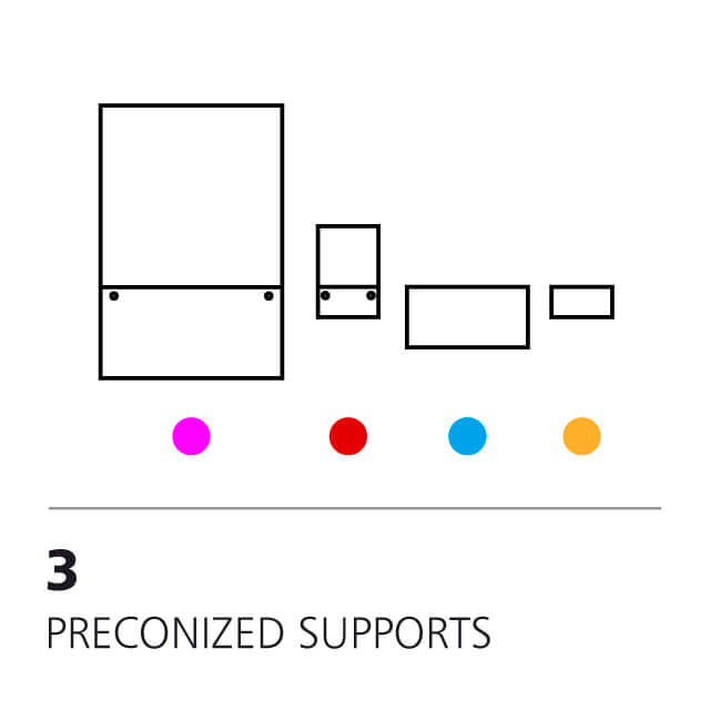 Preconized supports. Prescription of products of the signage project.